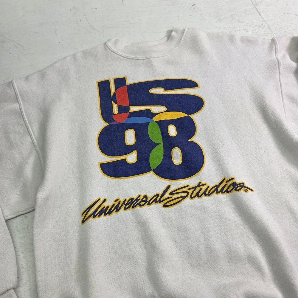 Vintage‎ 90s Rare Design White Universal Studios Sweatshirt Pullover Adult Sz L - Picture 2 of 13